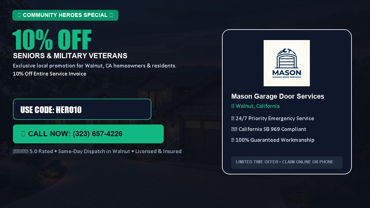 10% OFF Senior Citizens (65+) & Military / Veteran Community Discount in Walnut, CA